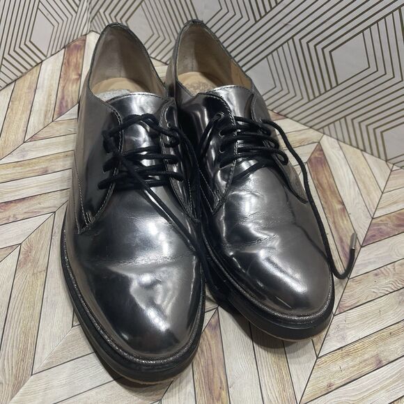 NEW Vince Camuto Ciana‎ Metallic Leather Lace Up Womens Dress Shoes Sz 7.5 K1 - Picture 2 of 10